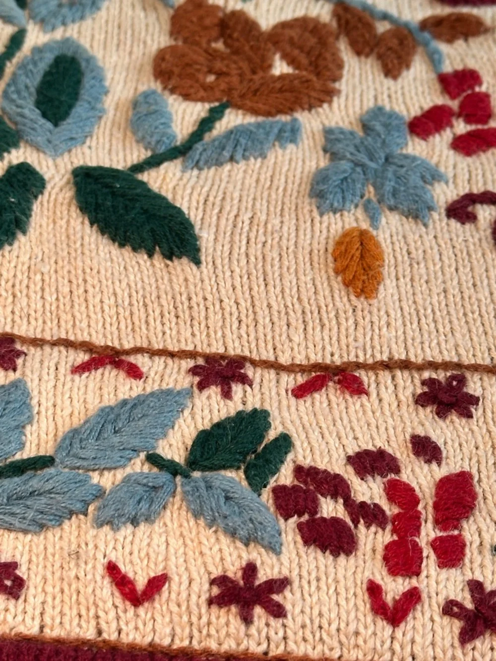 Vintage 90s The Eagle’s Eye Hand Knit Floral Embroidered Sweater Vest - Picture 6 of 10